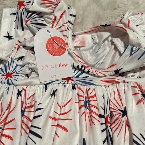 Red white and blue fireworks toddler dress Mila and Rose size 2 - Picture 2 of 3
